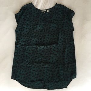 Halogen green and black dot patterned blouse